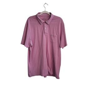 VINEYARD VINES Pink White Striped Cotton Blended Short Sleeve Polo Shirt 2XL